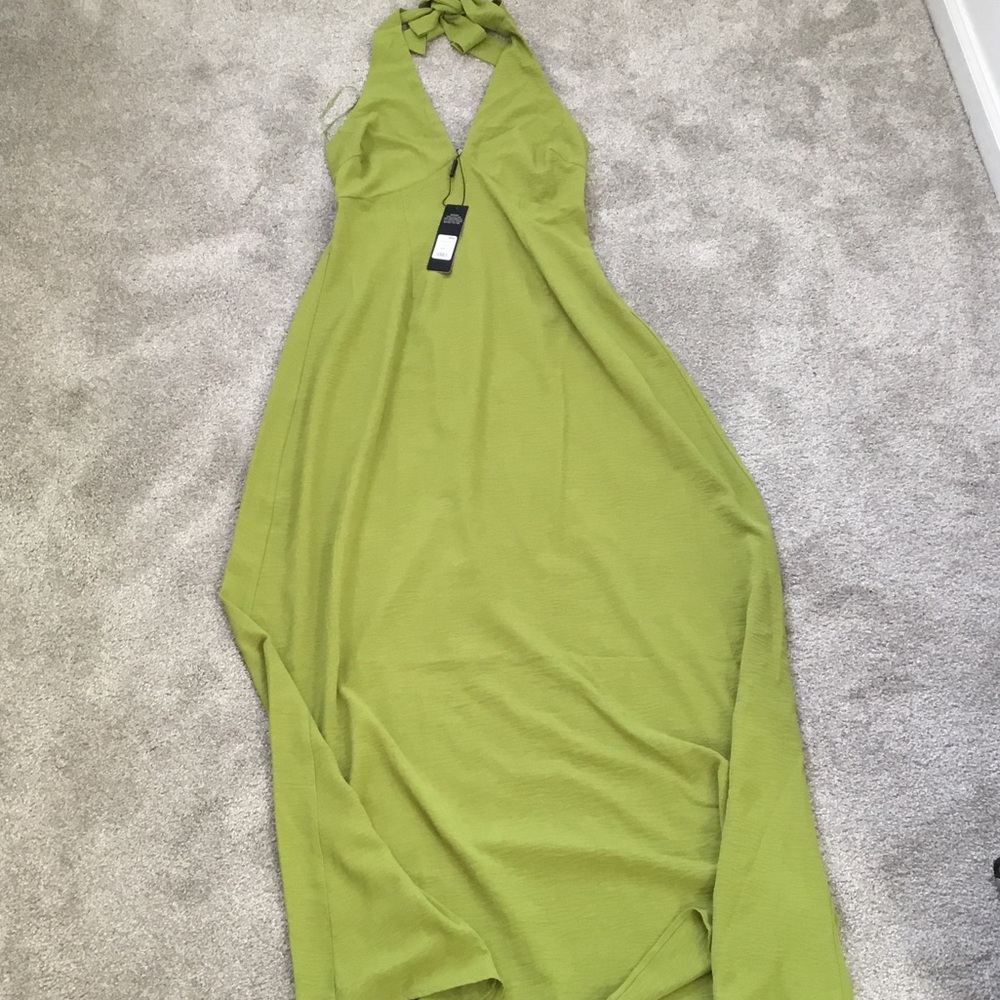 Fashion Nova Lime Green Halter Maxi Dress